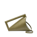 Front angle shot of NOIRANCA handbag Althea in Olive Green with a strap